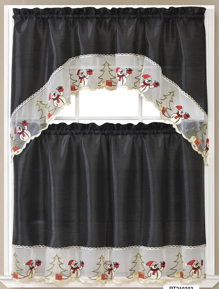 Christmas Kitchen Curtain Set 3PCS EMBROIDERY 60’x36’ FREE SHIPPING 🔥