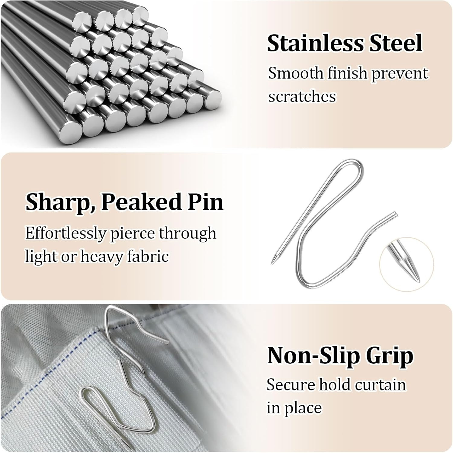 140 Pcs Metal Curtain Hooks S Shaped Drapery Pins Stainless Steel Curtain Clips