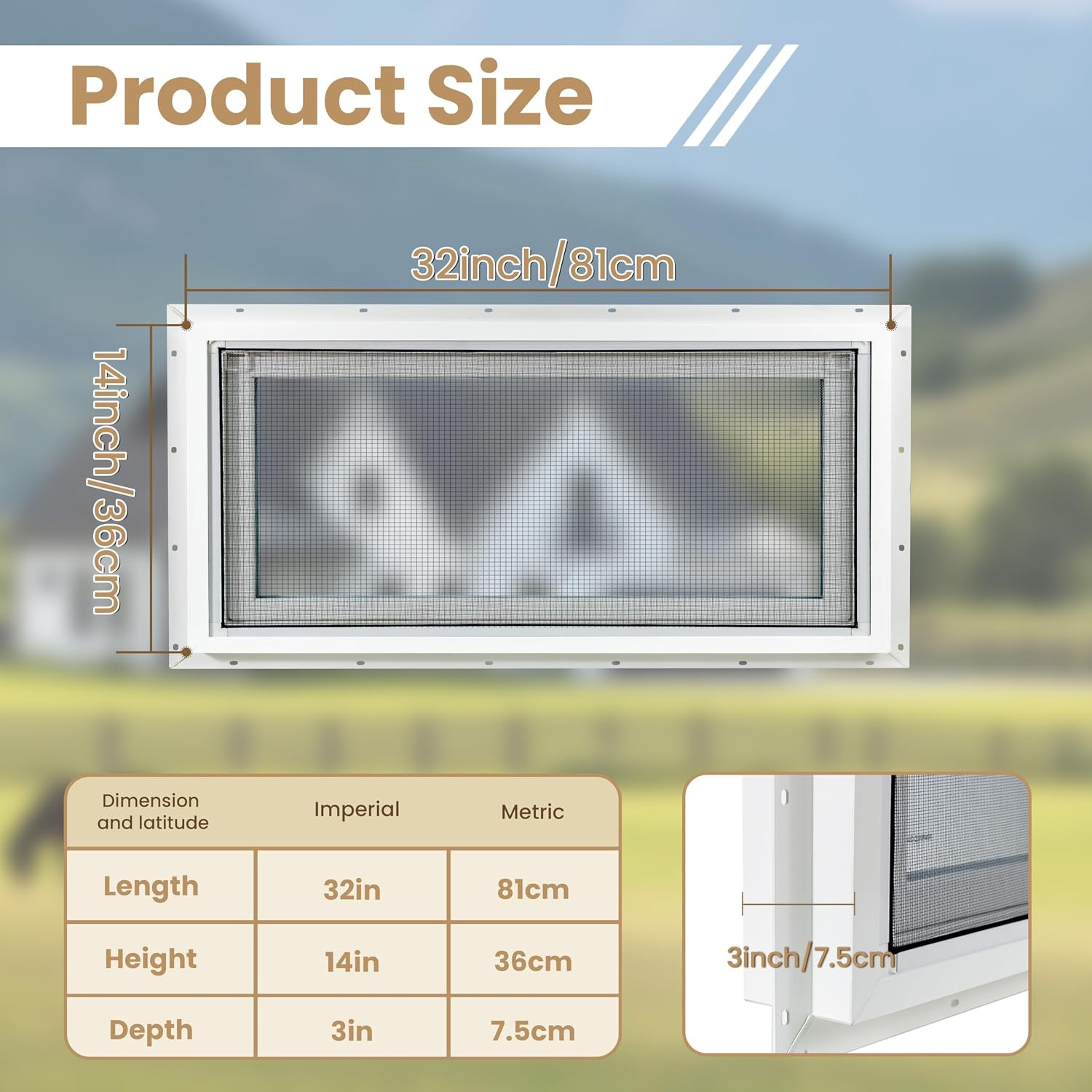 Vinyl Basement Hopper Window, Bathroom Window 32″ X 14″ White | Double Pane Insu