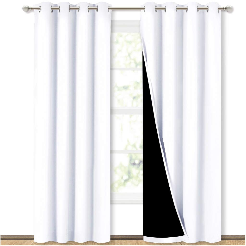 100% Blackout Window Curtain Panels, Cold and Full Light Blocking Drapes with…