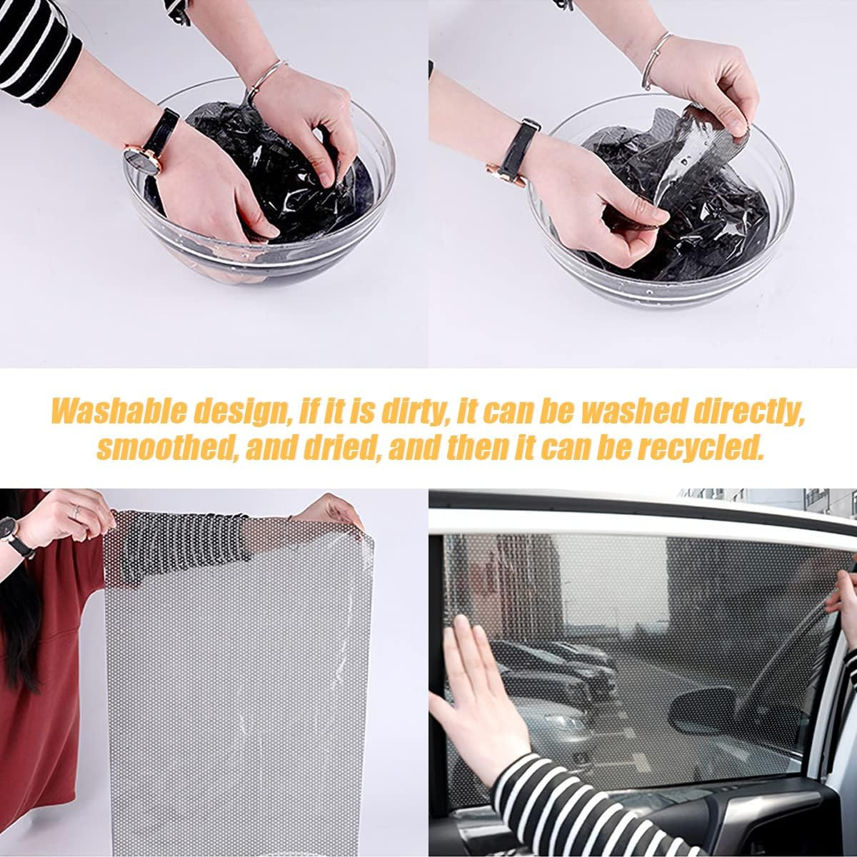 Car Side Window Sunshade, 4 PCS Static Cling Films Stickers Sun Shade UV Rays Pr