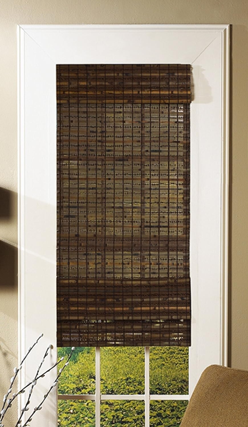 Radiance Cordless Cocoa Havana Flatweave Bamboo Roman Shade, 22.5″ W x 64″ L