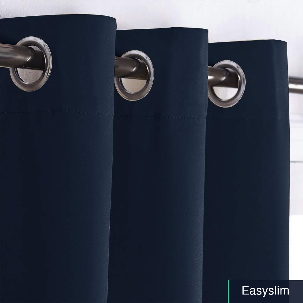 Room Divider Heavy Blackout Curtain Navy Silver Grommet 150W x 96L