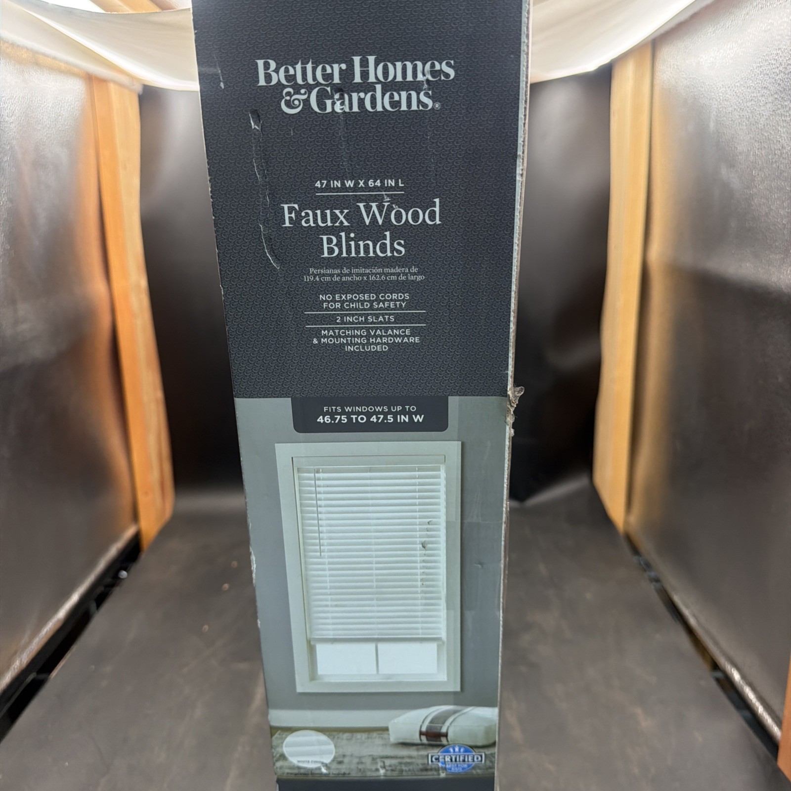 Better Homes & Gardens 2″ Cordless Faux Wood Blinds 47” X 64” White