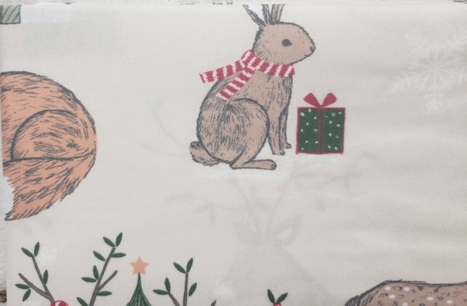 1 Fabric Printed Kitchen Valance (58″x13″) CHRISTMAS,WINTER WOODLAND ANIMALS,SKL