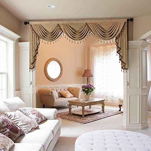 ELKCA Double-Sided Chenille Valance for Living Room Coffee Curtains Valance with