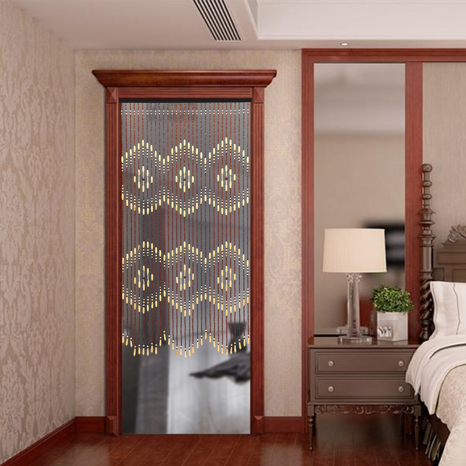 Natural Wooden Door Beaded Curtain Doorway Beads Front Door Decor Curtains