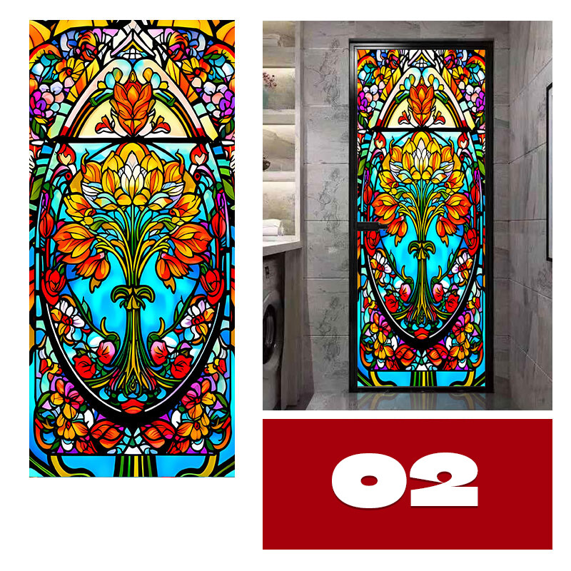 40*100/45*120cm Colorful Stained Glass Film Modern Art European Decor Privacy