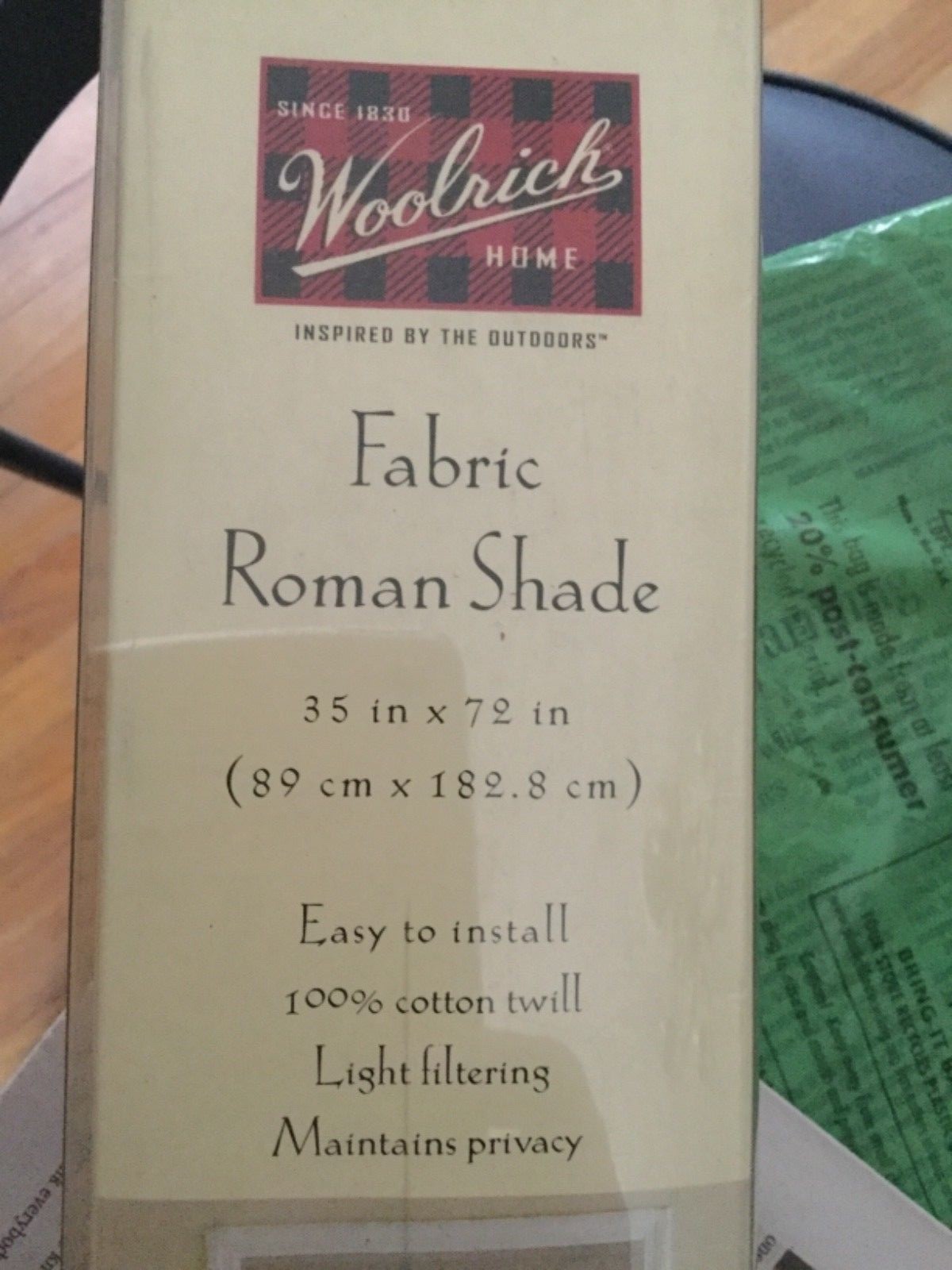 NEW Woolrich 100% Cotton Twill Fabric Shade – 35”W x 72”L