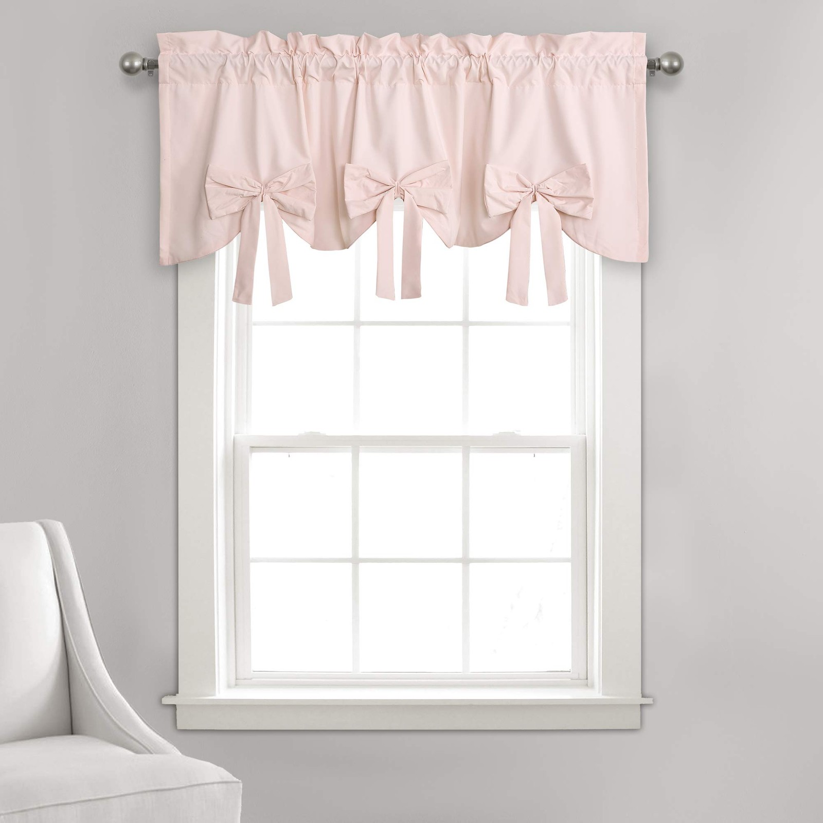 Blush Ribbon Bow Valance 52 W x 18 L Elegant Kitchen Curtain 100 Polyester