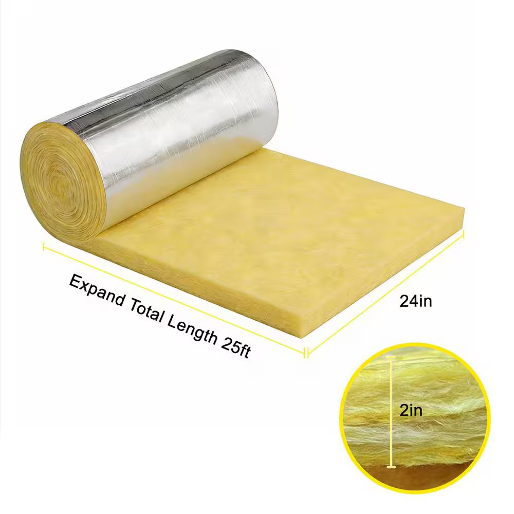 24 In. X 25 Ft. Aluminum Foil Fiberglass Insulation Roll Radiant Barrier for Out