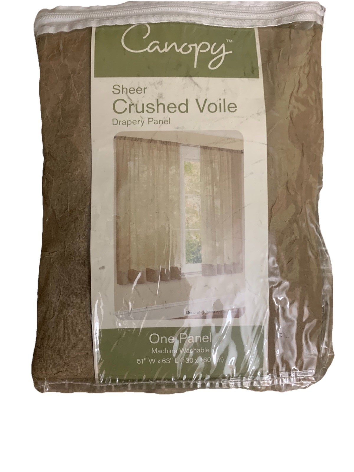 canopy sheer crushed voile drapery panel clay beige polyester 51x63in rod pocket