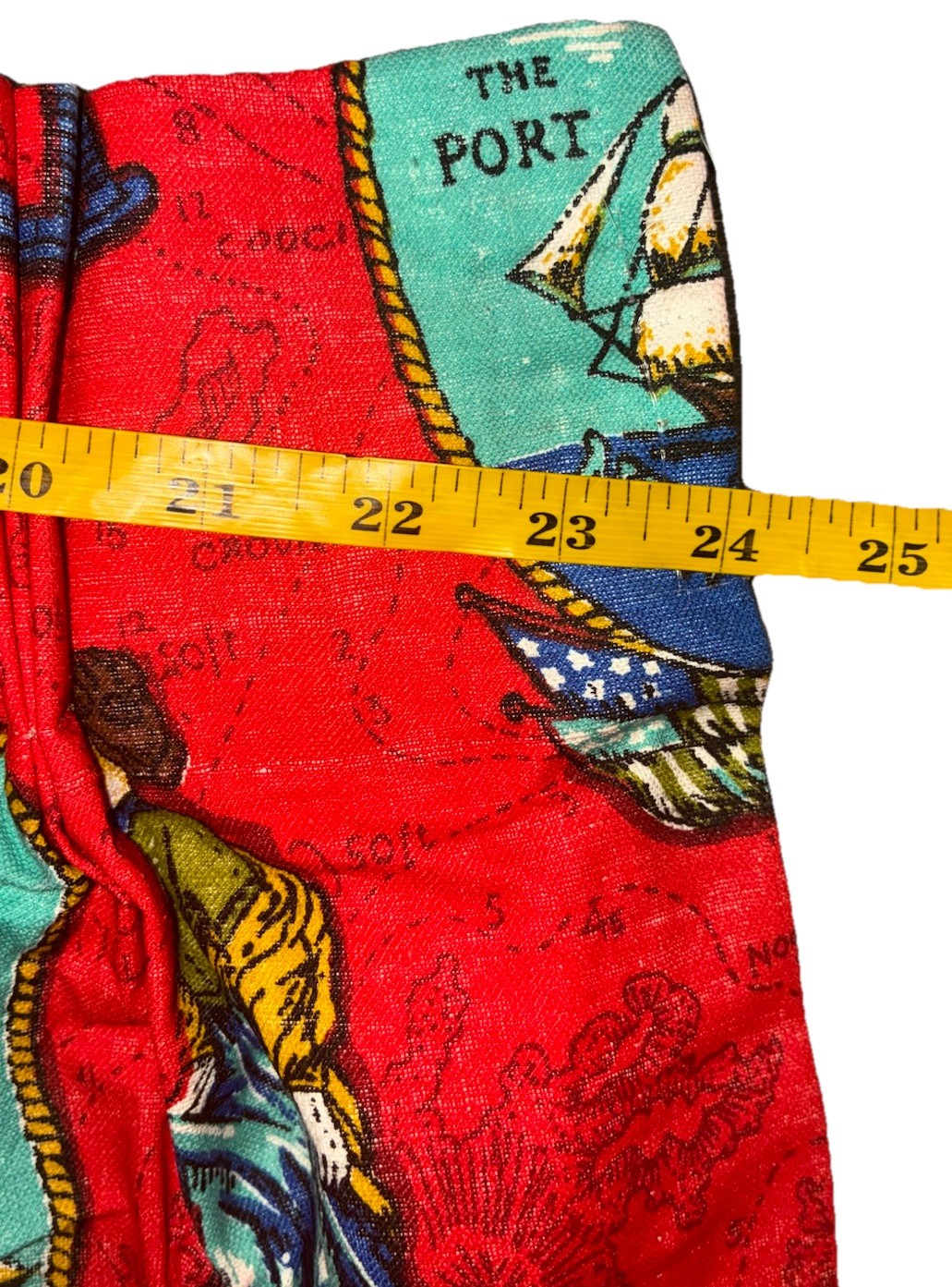 Curtain Drapery One Panel Red Whaling New England Nautical 80×24 60s 70s Vintage