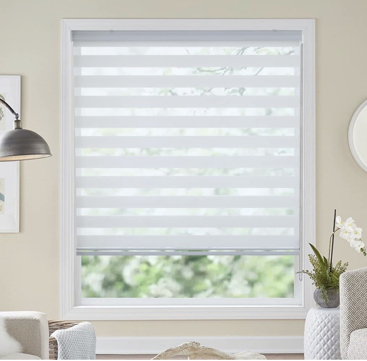 Horizontal Window Shade Blind Zebra Roller Blinds 33.5”* 68” White