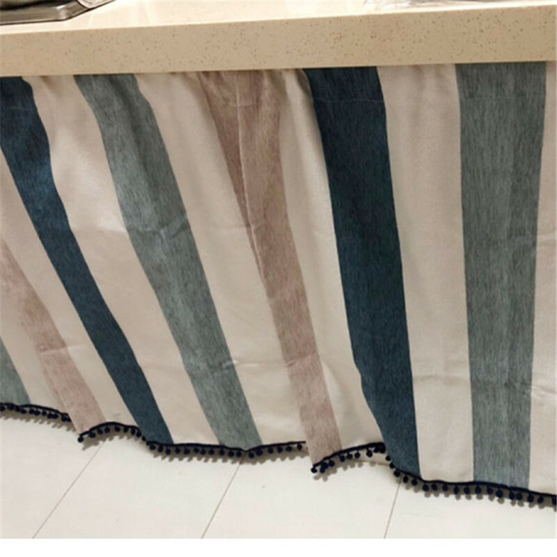 Stripes Short Curtain for Kitchen Cabinet Door Window Drape Valance Treatment