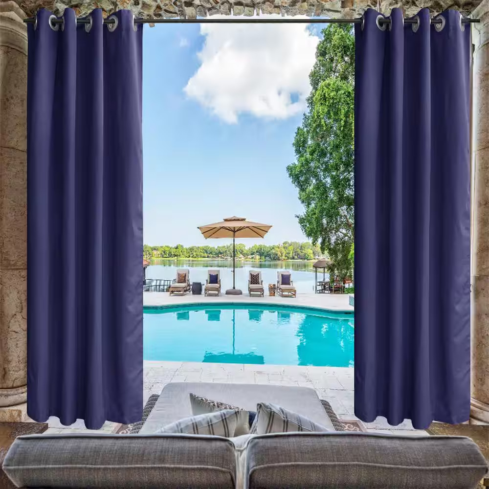50″ W X 96″L Outdoor Curtains Front Porch Curtain Grommet for Porch Balcony Perg