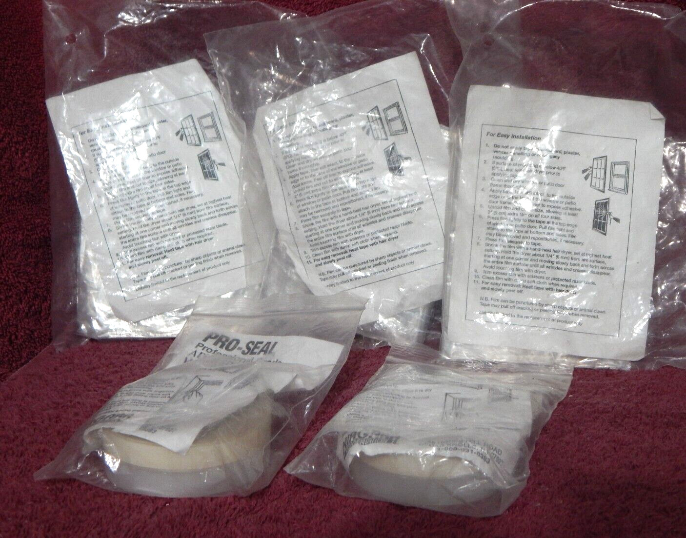 5 Shrink Wrap Window Insulators & Pro Grade Weather Stripping NOS FACTORY SEALED