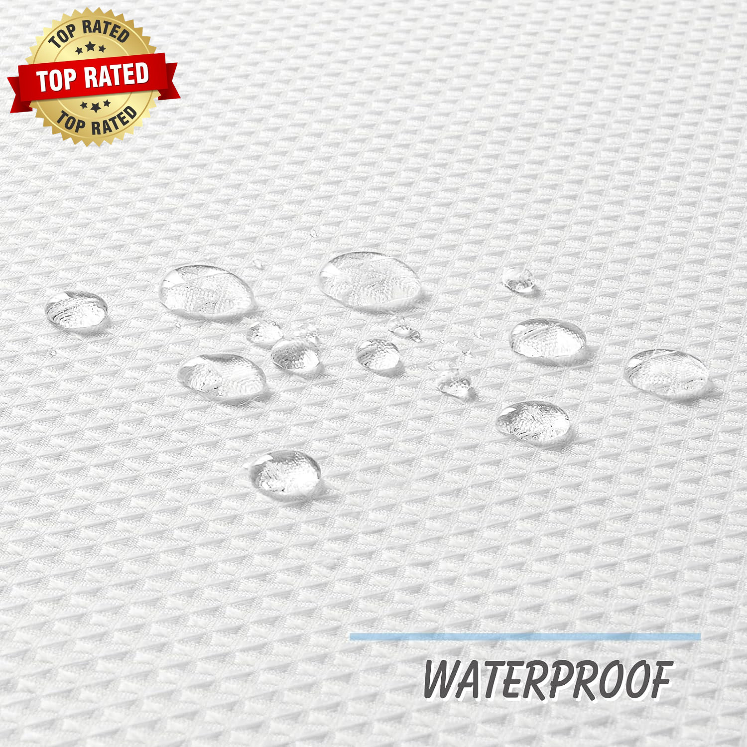 White Waffle Bathroom Window Curtains, 24 W X 36 L Inch Each | Water Repellent,