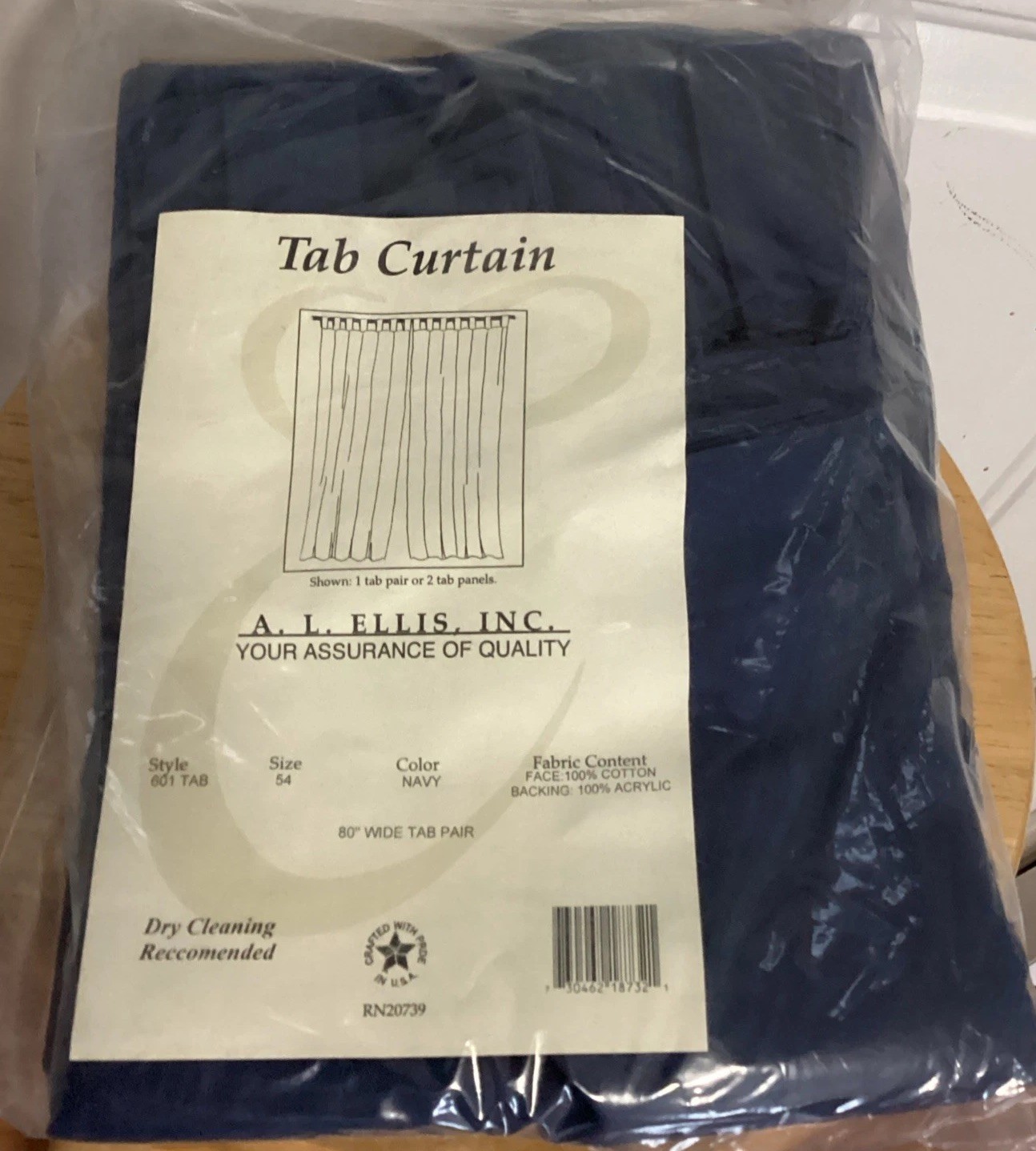 A. L. ELLIS INC – Blue Tab Top 2 Panel Curtains – 80” x 54″ USA Cotton