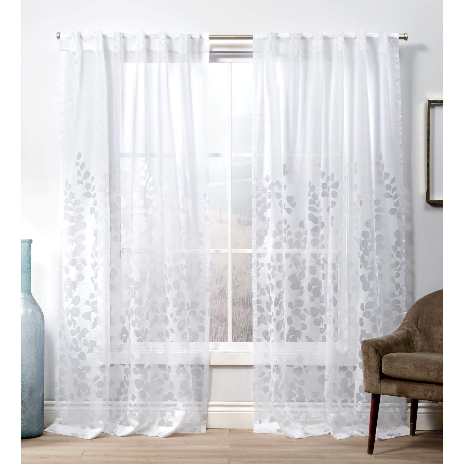 Curtains Wilshire Tab Top Curtain Panel, 54×96, Winter White, 2 Panels