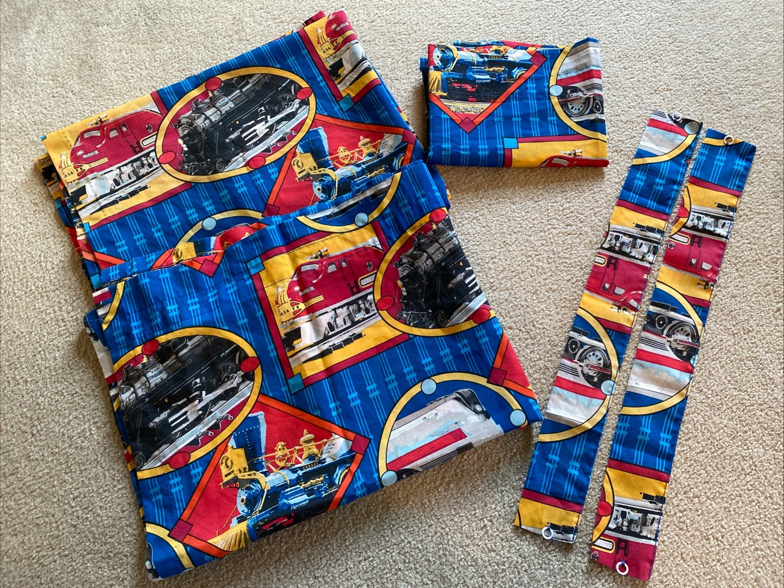 Vintage Dan River Lionel Train Locomotive Curtains 2 Panels Valance Set 40×63