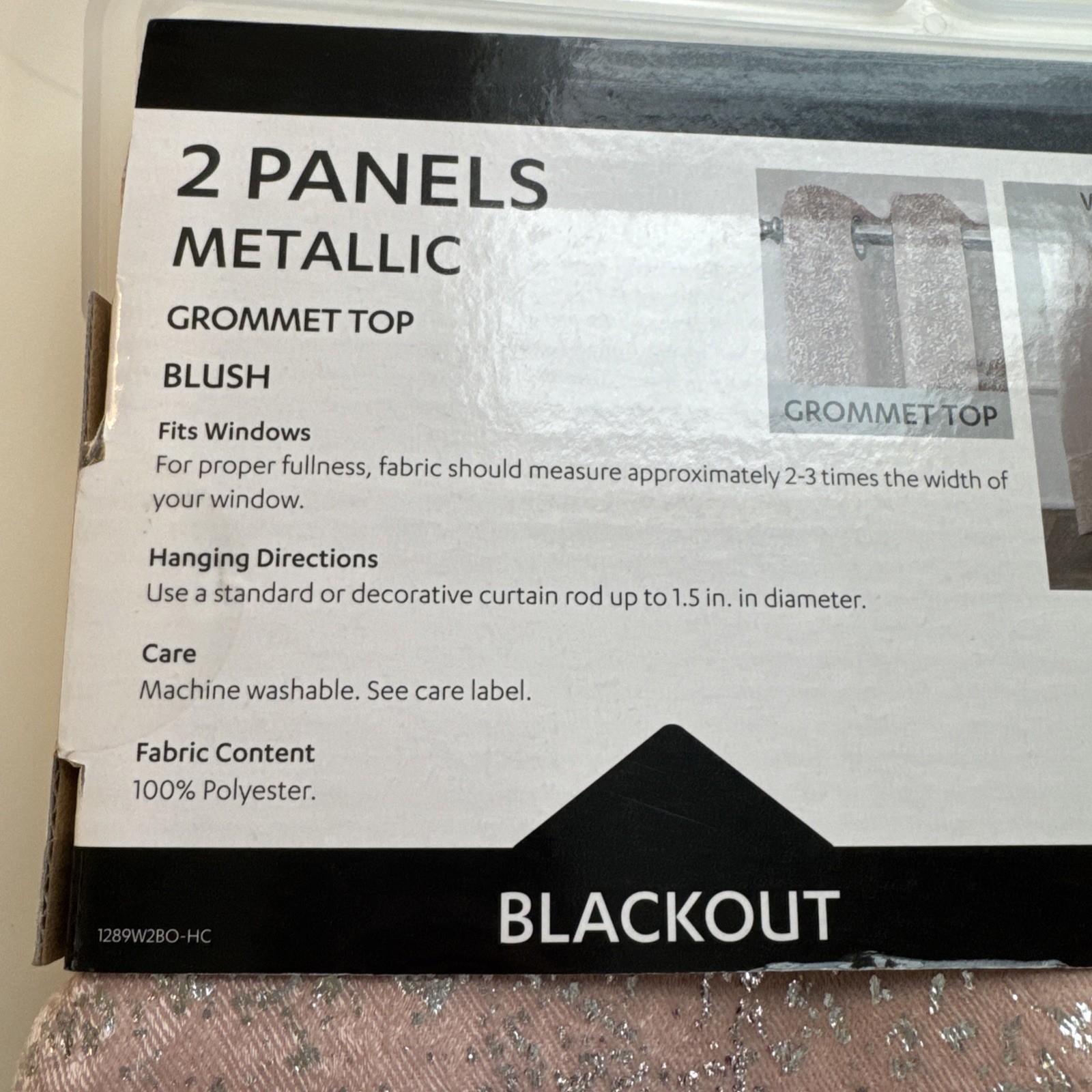 Blackout Curtains, Metal Gromets, Blush With Silver pattern. Set of 2 Panels.