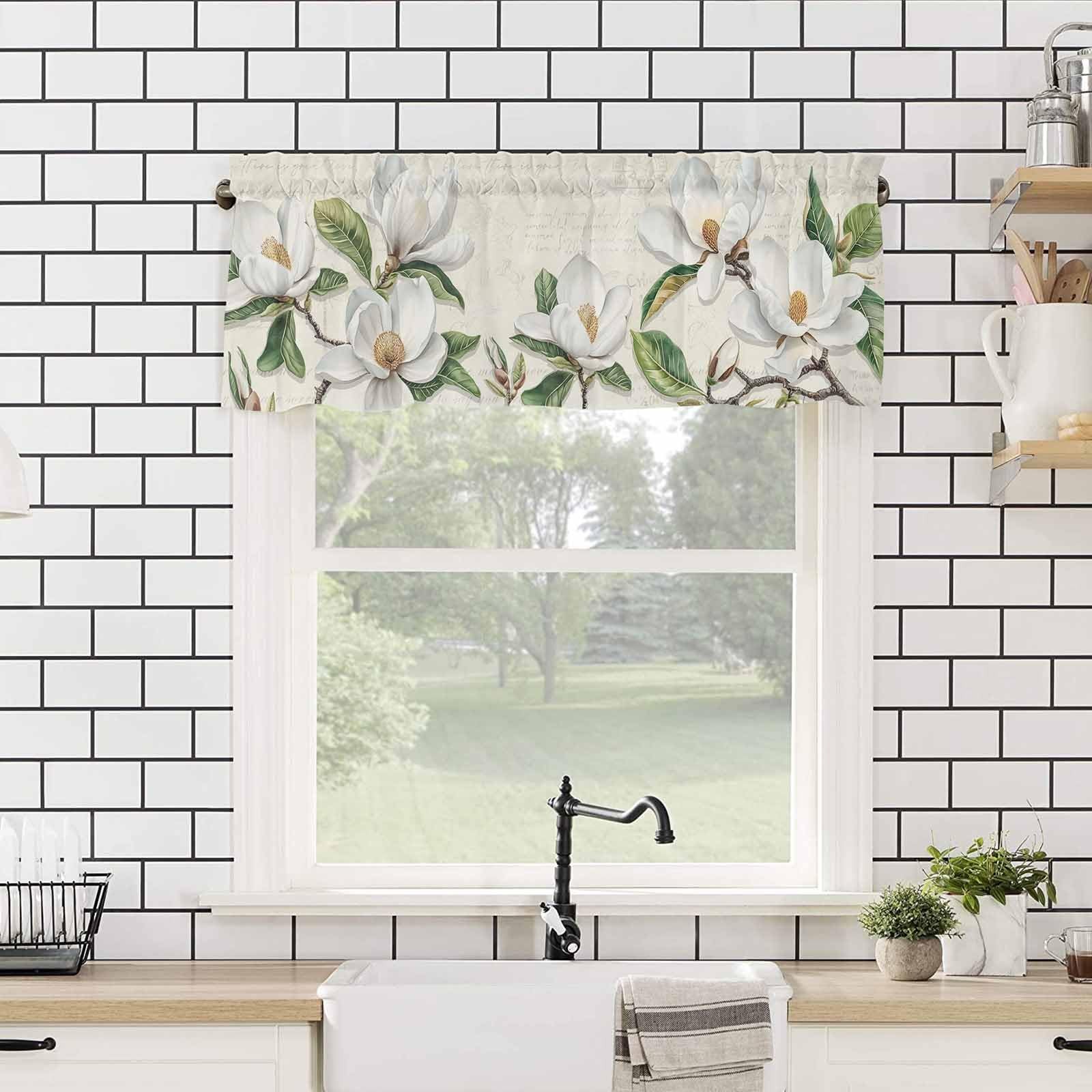 Flowers Valances for Windows Spring White Magnolia Vintage Postcard Window Tr…