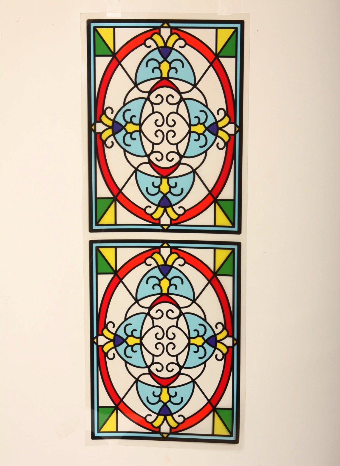 24.4″ x 9″ Victorian Scroll Stained Glass Window Film Sticker Decal Peel & Stick