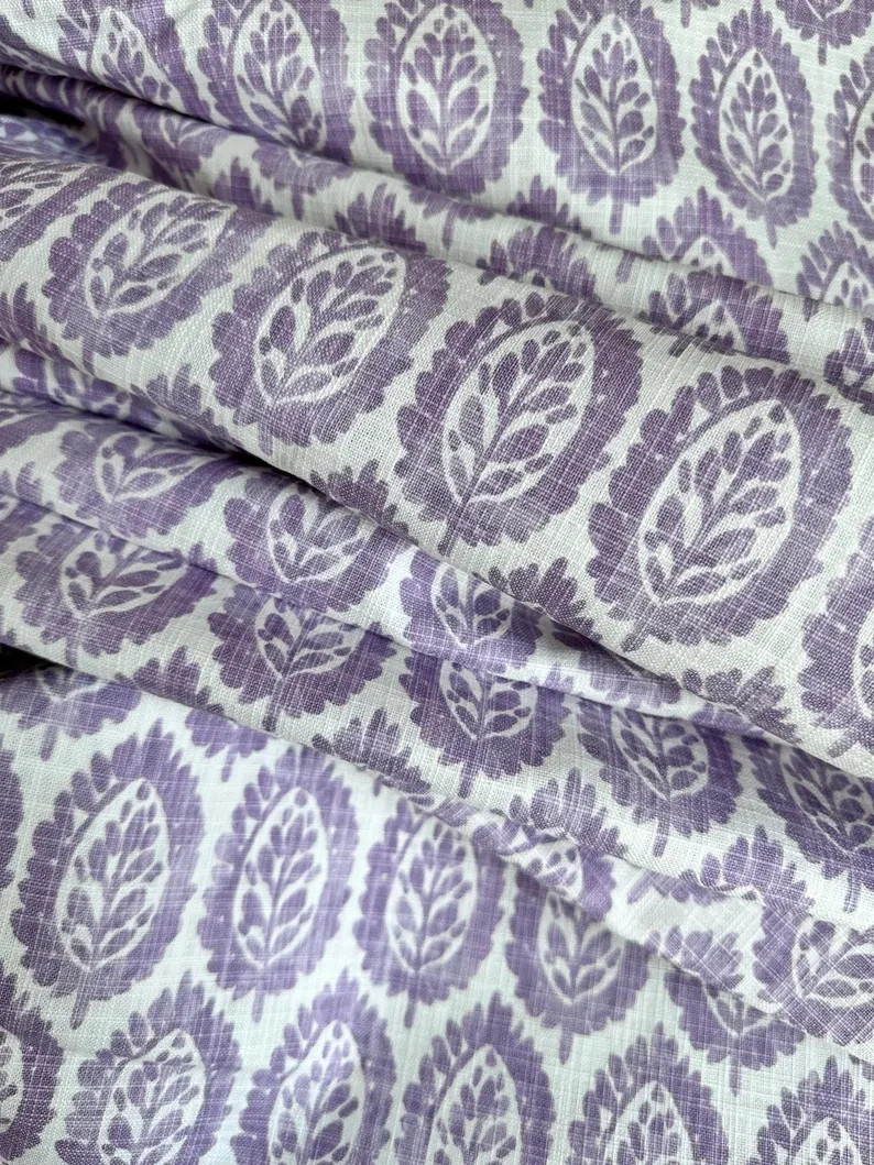 Curtains Made in USA, Orchid Lynn Floral Purple, Medium Weight Cotton Slub