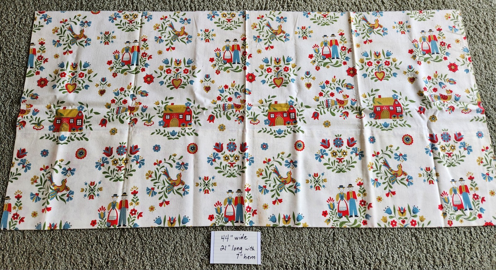 vnt Penna Dutch motifs Kitchen VALENCE cotton 88″ x 9″ FABRIC heart flowers bird