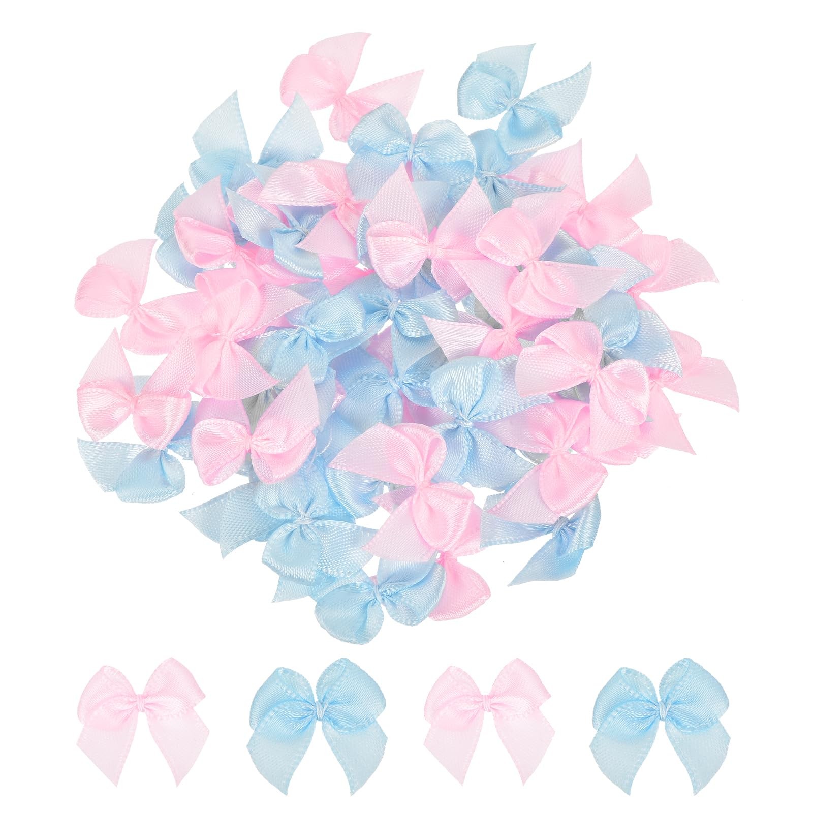 50Pcs Mini Ribbon Bow 1″ Mini Fabric Satin Ribbon Flower Bows for Craft DIY S…