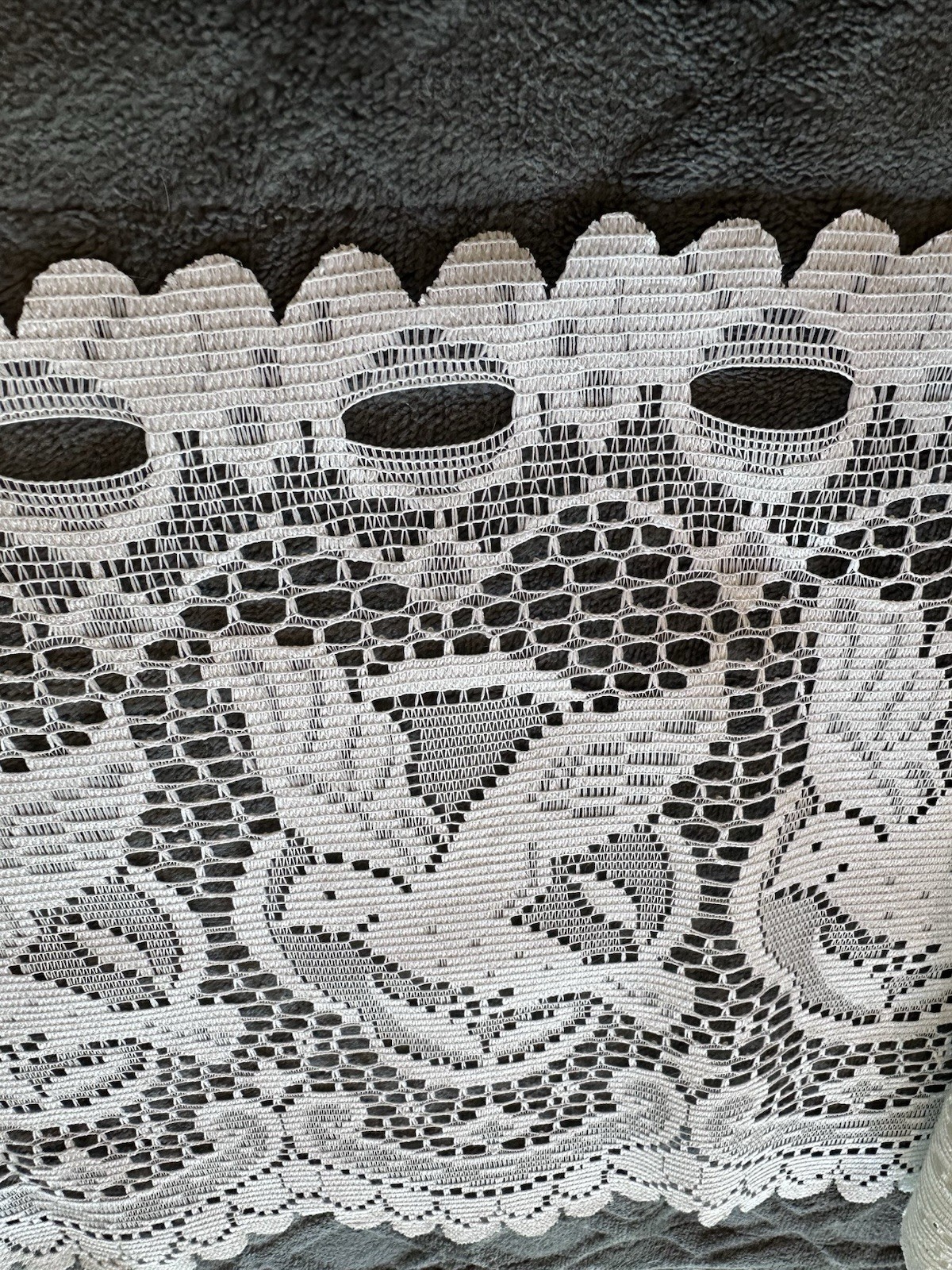 Beautiful White Doves Repeat elegant white lace valance material 11” x 20 feet