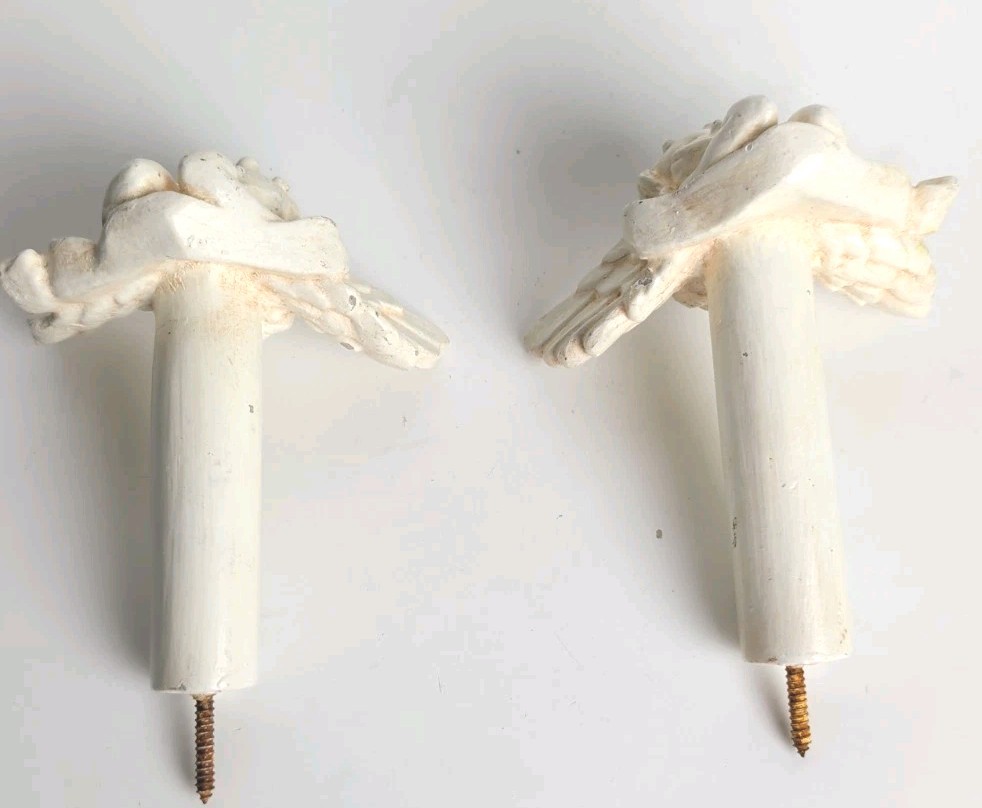 Vtg 5.75″Angel Cherub Curtain Hold Back Finial Door Handle Figurine Set of 2