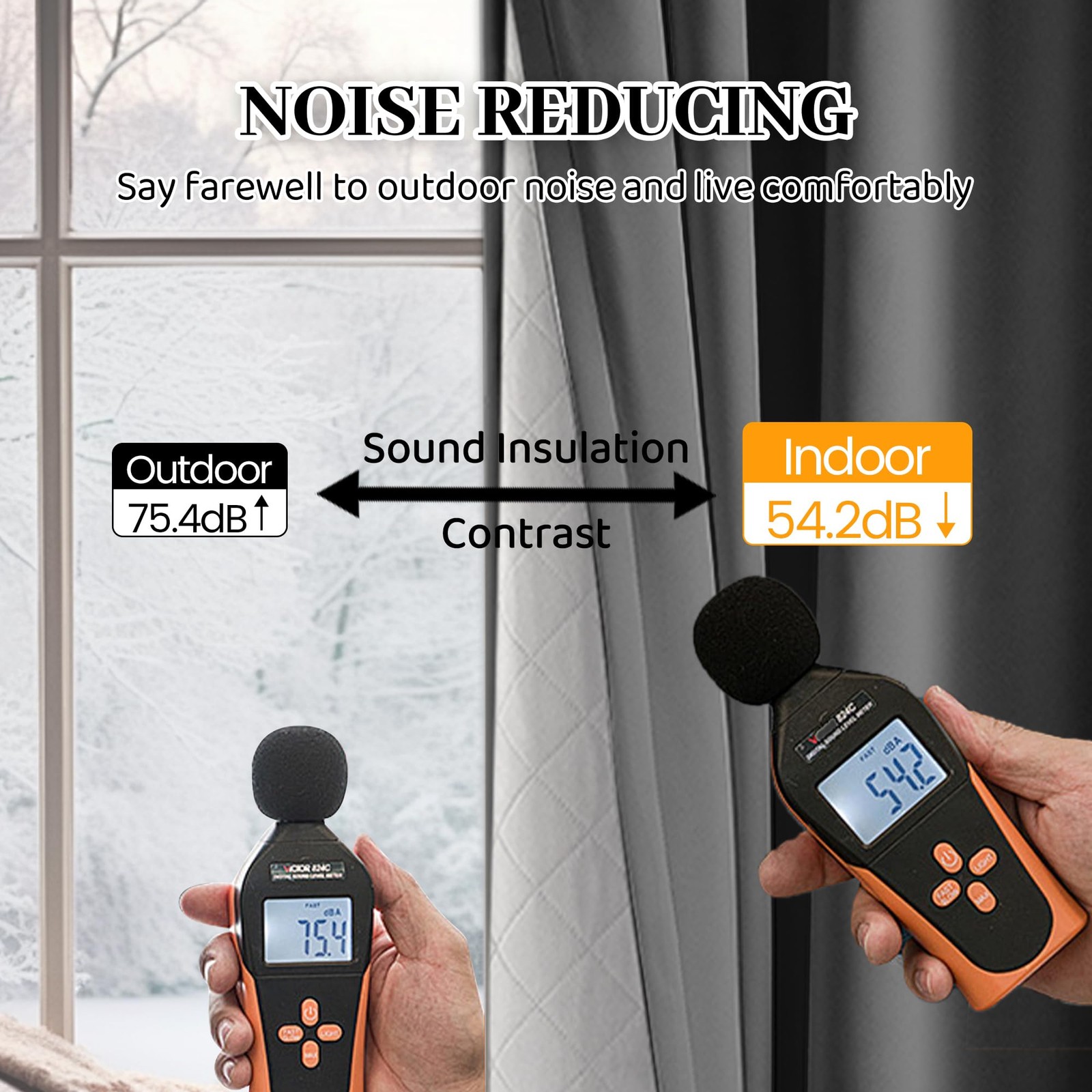 HZgekai Soundproof 100% Blackout Curtains 80 inches, 3 Layers Thermal Insulated
