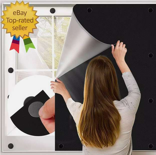 4.8×3.3FT Magnetic Blackout Window Cover 100% Room Darkening Window Shades Black