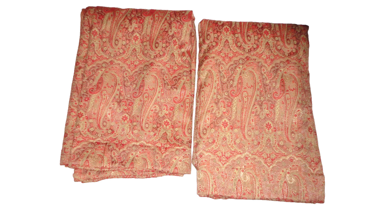 PIER 1 SUTTON WARM RED GOLD PAISLEY (3) Lined Curtain Panels 53×82