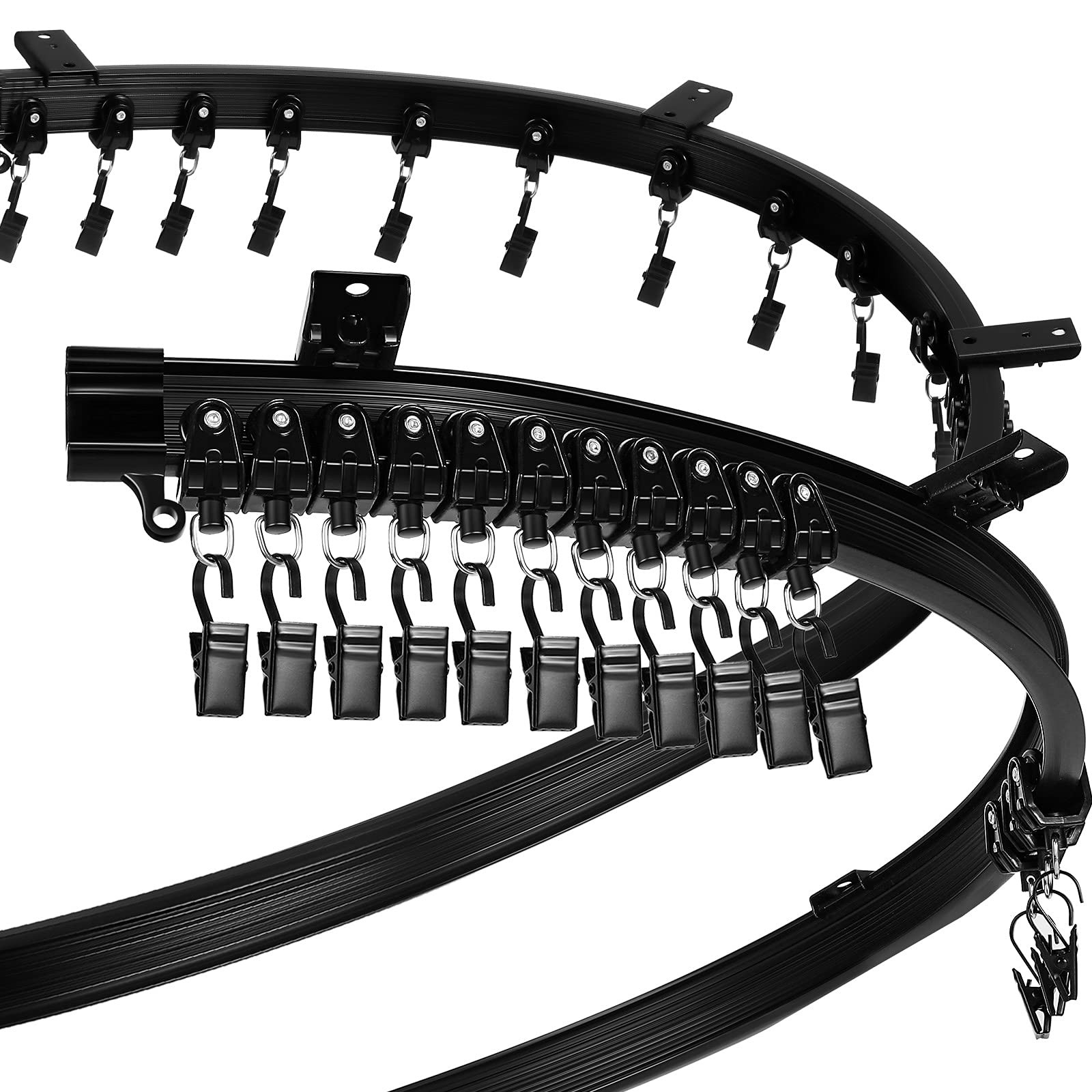 Curved Ceiling Curtain Track Bendable Mount for 5 m/ 16.4 ft, Black