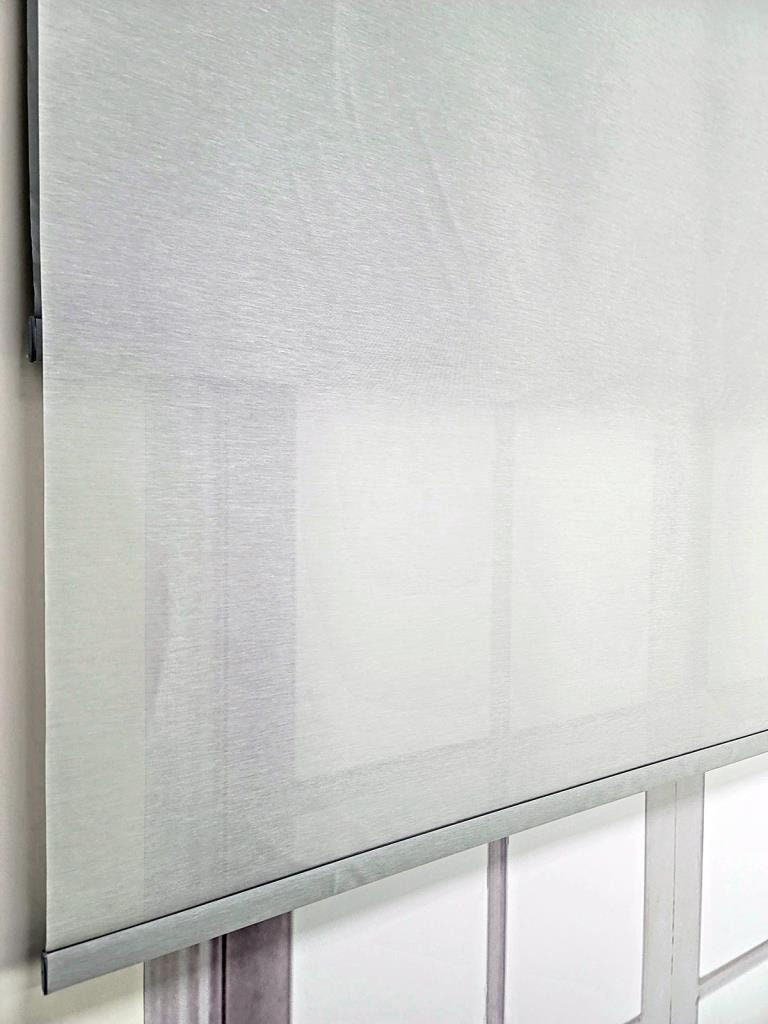 Plain Fabric Double Mechanism Tulle and Roller Blinds Curtain, Light filtering,