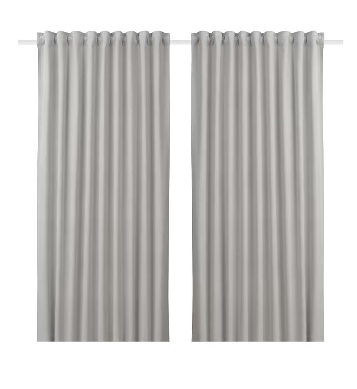 IKEA SANELA PANEL CURTAINS 1 PAIR 100% COTTON VELVET LIGHT GRAY 55″x98″