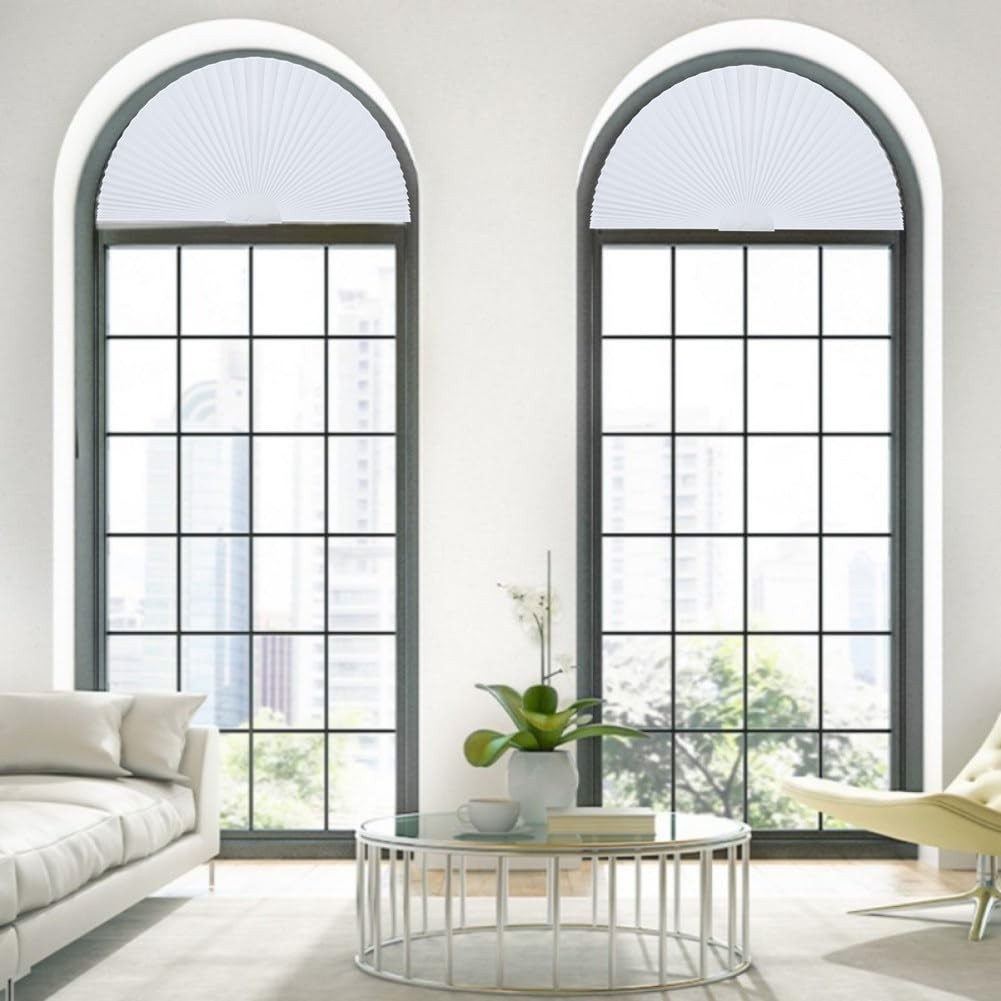 Arch Window Shade,Light Filtering Pleated Shade,Half Circle Fabric Blinds Room D
