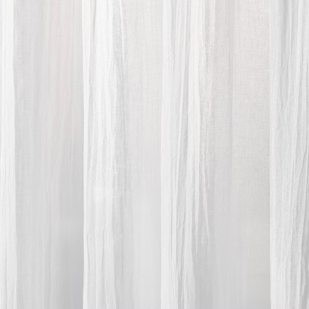 105″x50″ Martha Stewart 2pk Crinkle Sheer 95″ Pole Top White