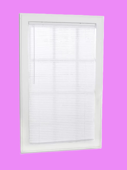 1″ Cordless Vinyl Light Filtering Mini Blinds, White, 34″ W x 64″ L New