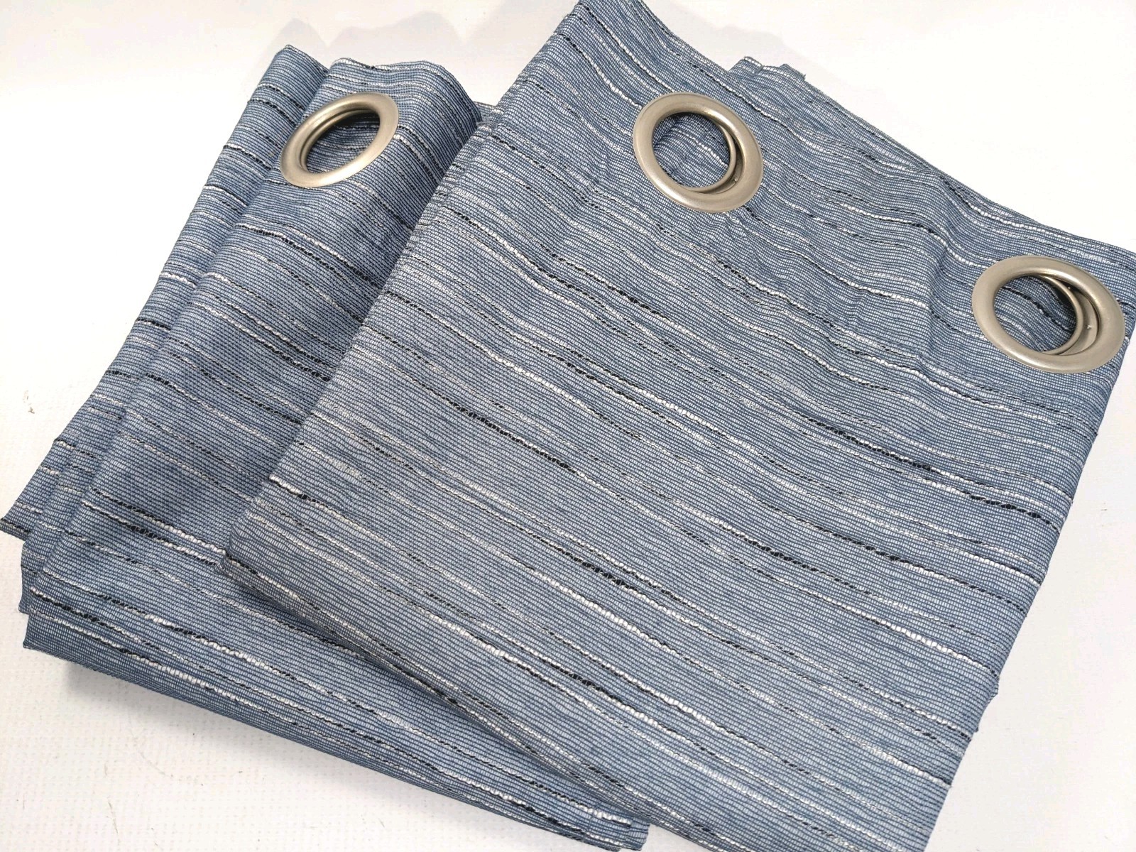 Unbranded PAIR Gromet Window DRAPES Curtains blackout marbled blue 36″x64″