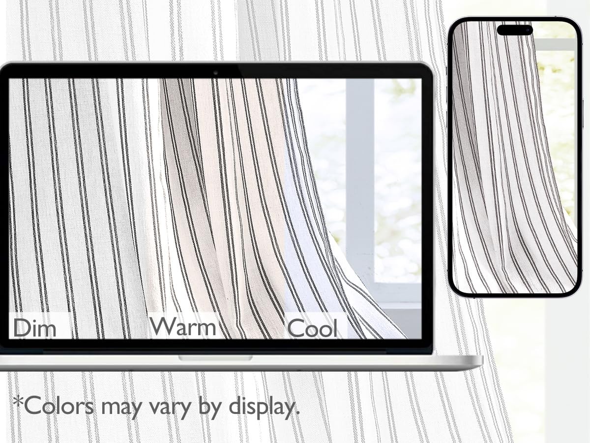 Linen Blend Yarn Dyed Striped Curtain for Living Room,Panels,90″