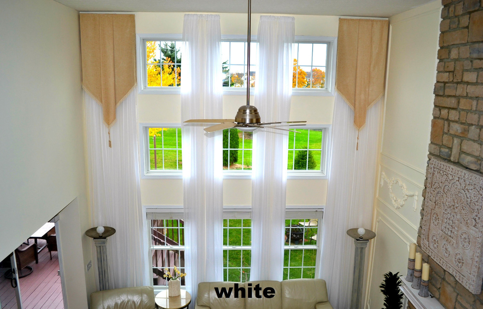 2 extra long curtains for high ceiling sheer drapes 16-24 ft custom made 2 story