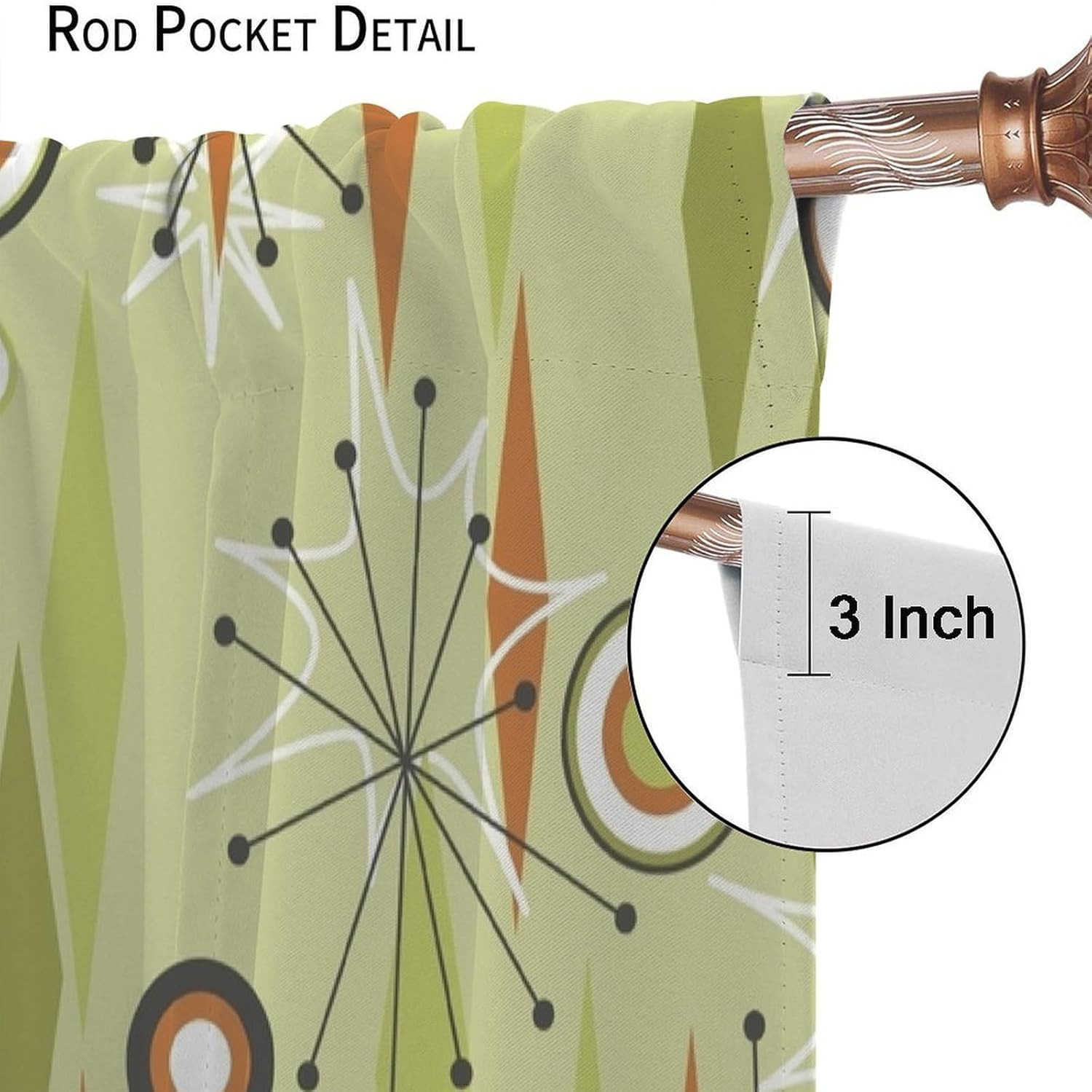 Mid Century Curtains Modern Colorful Abstract Geometric Drop Shapes Window Drape