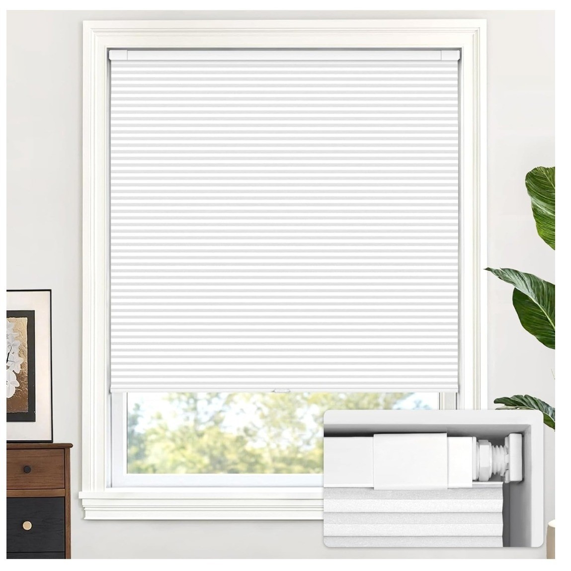 LazBlinds Cordless Blackout Cellular Shades No Drill Silver White 31.5W x 72H