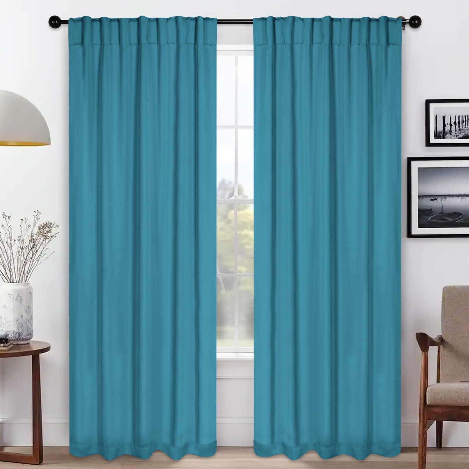 Solid Classic Polyester Modern Wrinkle & Shrink Resistant Blackout Curtain Set