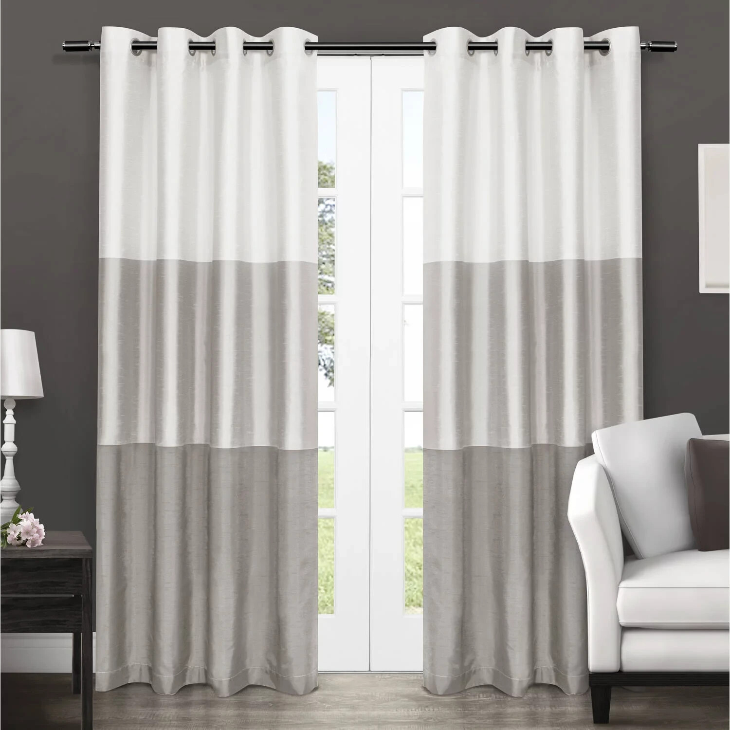 Exclusive Home Chateau Striped Grommet Curtain Panel Pair 54” x 84”