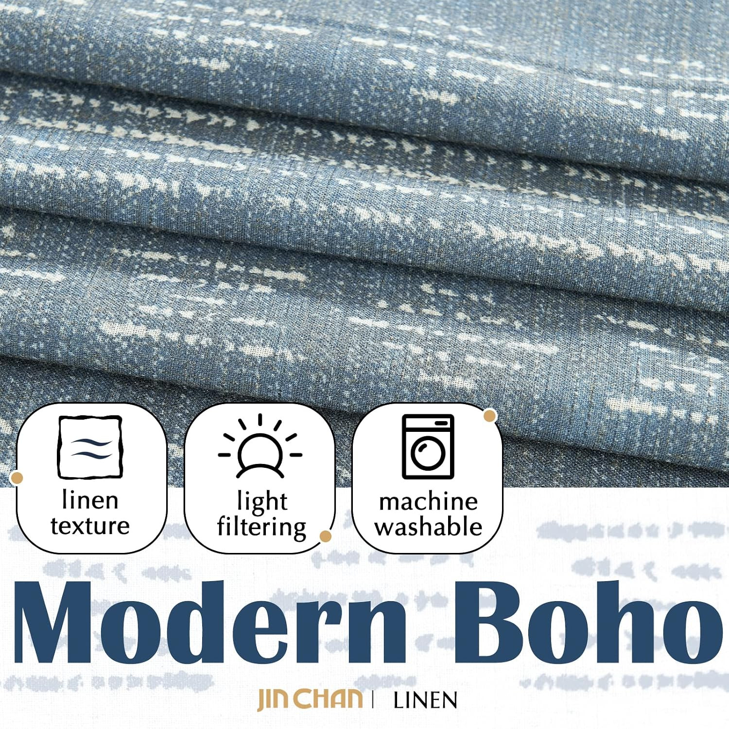 Boho Kitchen Curtains 36 Inch Bohemian Geometric Striped Linen Textured Tier Lig
